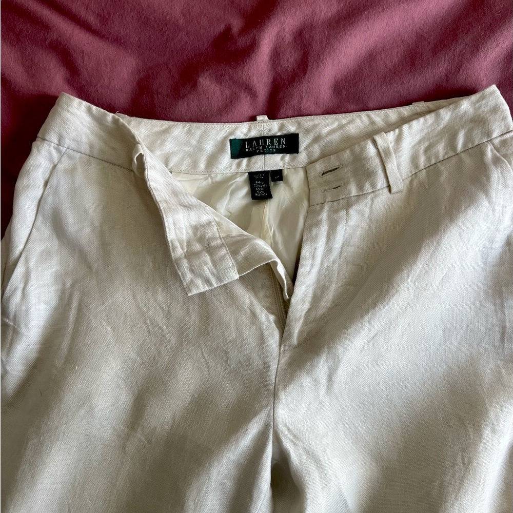 Ralph Lauren cream linen trouser’s silk lined size 2p